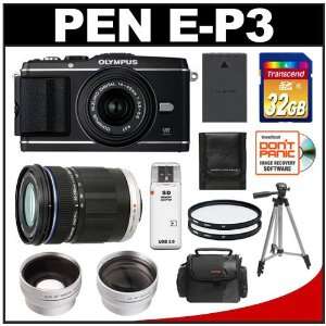 Digital Camera & 14 42mm II Lens (Black) with 40 150mm Lens + 32GB 
