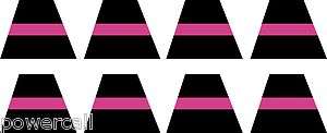   Stickers   Black/ Pink Reflective Helmet Trapezoid set of 8  
