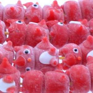 Glass Red  Bird Plain   22mm Diameter, Sold by 7 Inch Strand with 