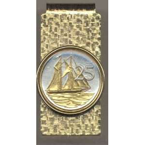   Gold on Silver Cayman Island Sail boat, Coin   Money clips Beauty