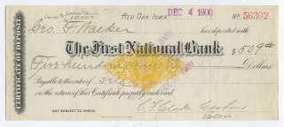 CERTIFICATE OF DEPOSIT Red Oak, Iowa RN X7  