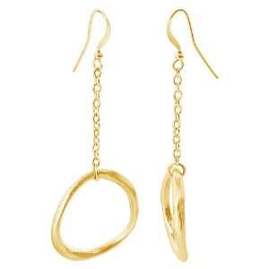  Gold Tone 23mm Wide Scratch Style Dangle Earrings Jewelry