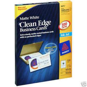 500 Avery 8875 CLEAN EDGE Business Cards InkJet Print 2 Side Matte 