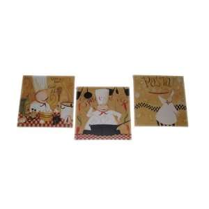  3 Fat Chef Wall Hangings on Canvas: Home & Kitchen