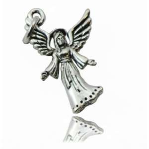Beaucoup Designs Silver Over Pewter Old World Style Angel Charm   MADE 