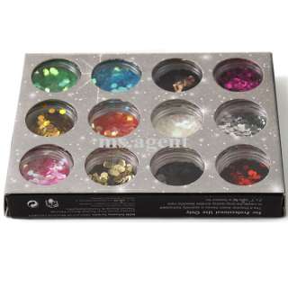 12 Colors UV Acrylic Nail Art Big Hexagon Glitter B17  