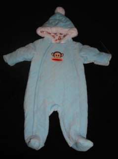 PAUL FRANK LUXE BABY BOYS BUE VELOUR SNOWSUIT BUNTING 6M 9M NWT WE 
