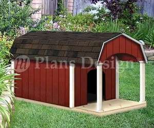 36 x 60 Porch Barn Roof Style Dog House Plans, 90305B Pet Size up to 