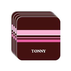 Personal Name Gift   TONNY Set of 4 Mini Mousepad Coasters (pink 