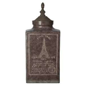  Belle Maison Eiffel Tower Covered Ceramic Jar   Tall, Gray 