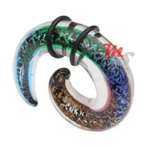    Dichro Multi Color Pyrex Glass Spiral Talon 0g 0 gauge Jewelry