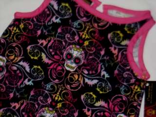 New Punk Sugar Skull Day of the Dead Pink Tattoo Gothic baby girl 