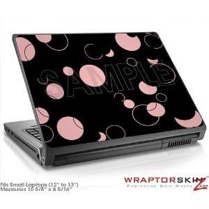  Small Laptop Skin Lots of Dots Pink on Black: Electronics