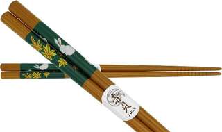 Japanese Bamboo Chopsticks   Rabbits in Leaves   Green  