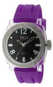   Crystal Accented Plastic Case and Rubber Strap Watch: Watches