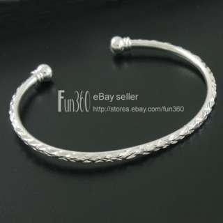 Classic Silver Plated Simple Style Cuff Bangle Bracelet  