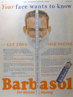 1928 BARBASOL SHAVING SOAP VINTAGE PRINT AD  