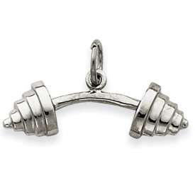 14k White Gold Barbell Charm FREE WORLDWIDE SHIPPING!!  
