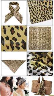Fashion Womens Leopard Pattern Square Scarf Soft Wrap Shawl  