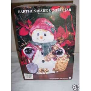  Earthenware Snowman Cookie Jar MNIB 