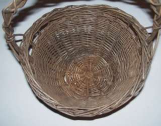 Antique WILLOW ADIRONDACK GATHERING BASKET Footed  