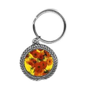   Sunflowers 3 By Vincent Van Gogh Pewter Key Chain: Office Products