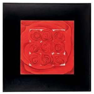  Wall Art Decor with Black Frame   Nine Bold Red Roses 