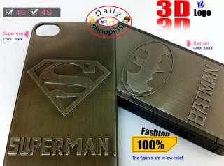 3D Strong BATMAN LOGO AVENGER Metal Skin Hard Case Cover f iPhone 4S 
