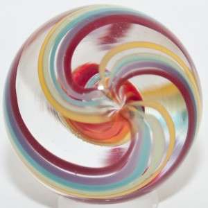 15/16 Glass Marble ~ Jody Fine ~ Rainbow Latticinio Marble  