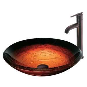  Vigo Magma Glass Vessel Sink and Faucet Set