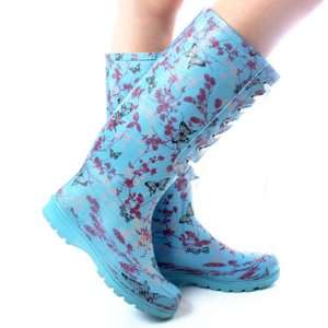   Butterfly Rubber Rain Fashion Womens Mid Calf Boots: Everything Else