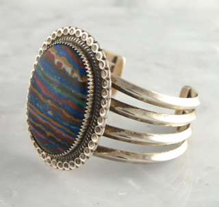 Begay Rainbow Calsilica Bracelet Navajo Sterling Silver .925 Native 