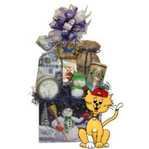 Snowman Kitty Gift Box : Basket Theme CHRISTMAS : Bow Style Elegant 