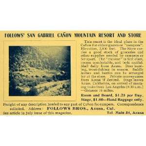  1898 Ad San Gabriel Canon Mountain Resort Follows Bros 