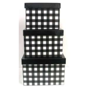 Square Plaid Box   Black / 3 pc. Set 