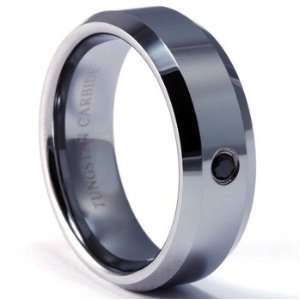   Tungsten Carbide Ring With BLACK DIAMOND Wedding Bands (9) Jewelry