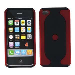   IPHONE 4G 2 TONE Rubber Paint red/black Rubberized Hard Protector Case