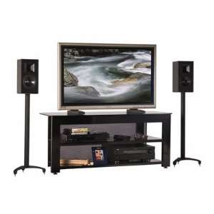   50 TV Stand in Black with Optional Speaker Stands: Furniture & Decor