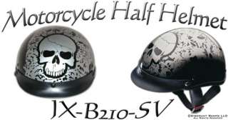 New LARGE SILVER SKULL JIX Half Helmets. These bennie helmets 