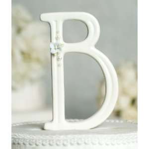   Wedding Cake Topper Initial with Pearl Accents: Home & Kitchen