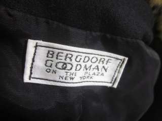 BERGDORF GOODMAN Black Faux Fur Wool Coat Jacket Sz 6  