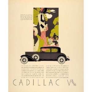   Ad Cadillac Five Passenger Coupe Fisher Body V8   Original Print Ad