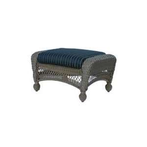  All Weather Wicker Ottoman with One Piece Harwood Onyx Cushion 