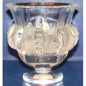   Crystal Dampierre Vase Birds Sparrow and Leaves 