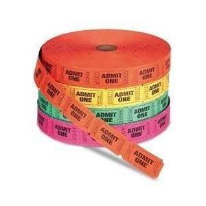  Admit One Single Ticket Roll, Assorted Colors, 4 Rolls 