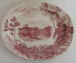 Beautiful Maroon Platter of The Thames at Henley Bridge made by 