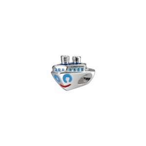   Bacio Italian Enamel Bead Junior Ocean Blue Smile Boat Charm: Jewelry