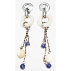  Cruise Collection White and Blue Dangle Earrings Jean 