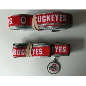 Ohio State University Buckeyes Premium Pet Set Dog Leash Collar ID Tag 