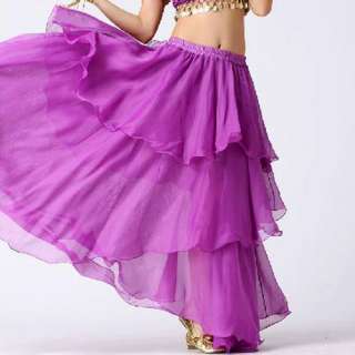 Hot! New Dancing Costumes Belly Dance Spiral Skirt 3 layers circle 9 